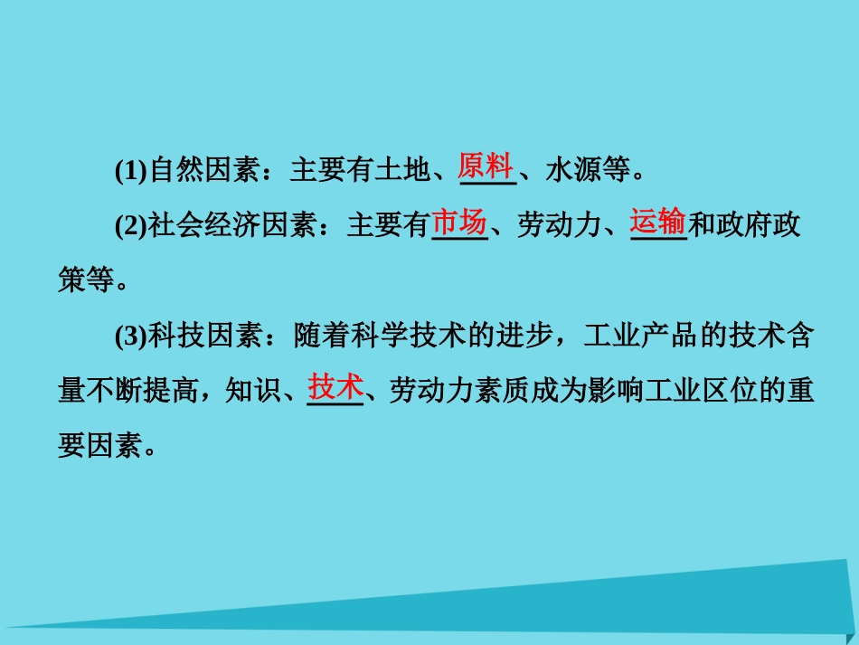 高三地理复习 第二部分 第四章 工业与地理环境 第一讲 工业的区位选择课件_第3页