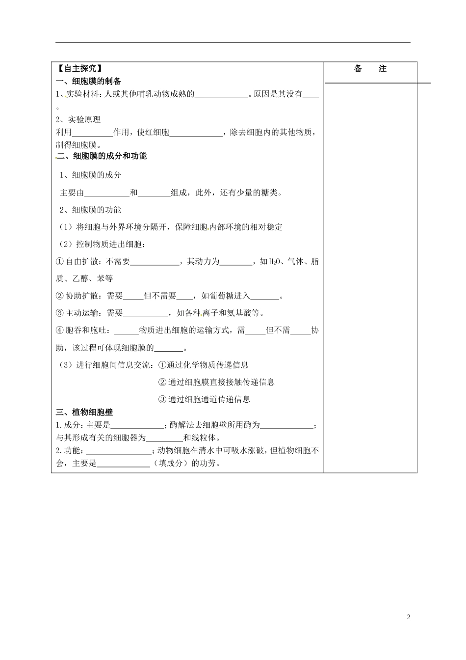 高三生物一轮复习专题细胞膜系统的边界导学案_第2页