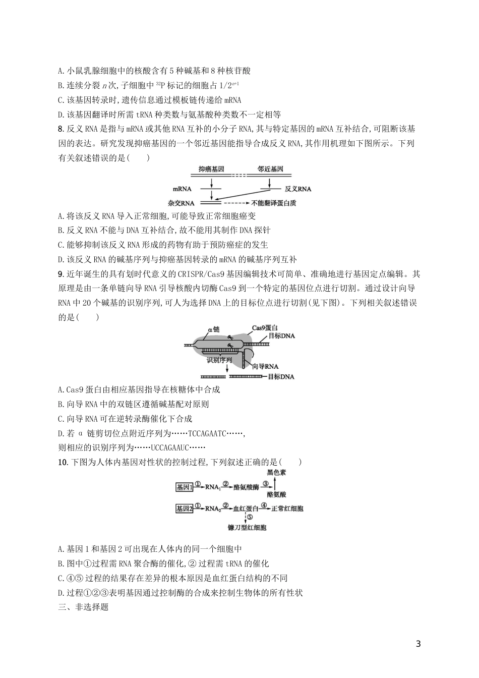 高三生物二轮复习专题能力训练七专题四遗传变异和进化专题训练新人教_第3页