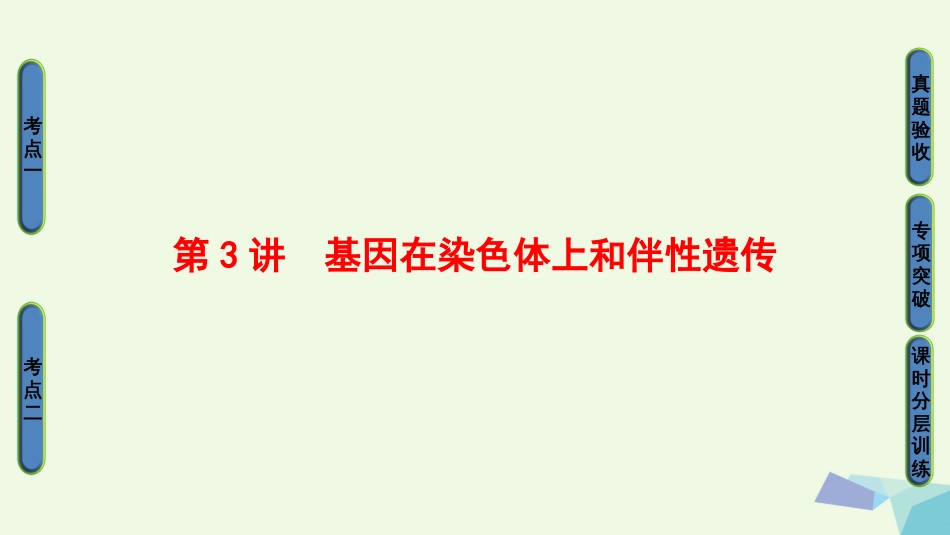 高三生物一轮复习 第5单元 第3讲 基因在染色体上和伴性遗传课件 新人教版必修_第1页