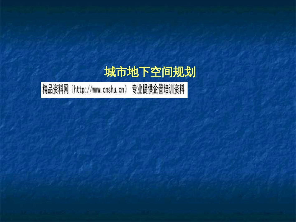 汤宇卿城市地下空间规划ppt 80页_第1页