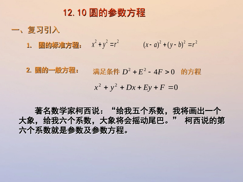 上海市高二数学下学期 12.2 圆的参数方程课件 沪教版[共14页]_第2页