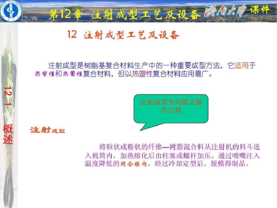 《复合材料工艺与设备》第12章注射成型工艺及设备免文档资料_第1页