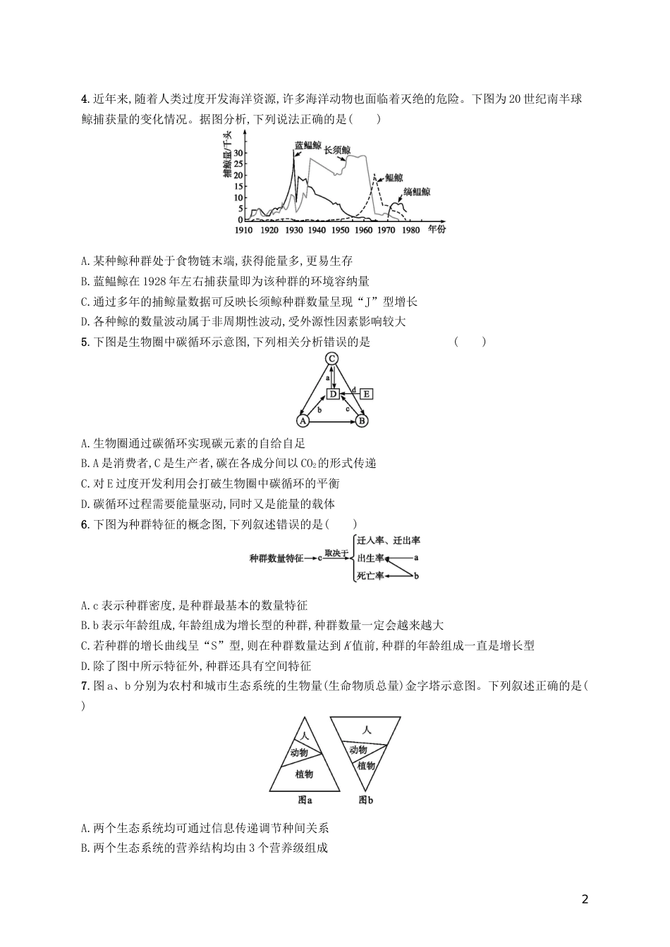 高三生物二轮复习选择题考前抢分训练九生物与环境专题训练新人教_第2页