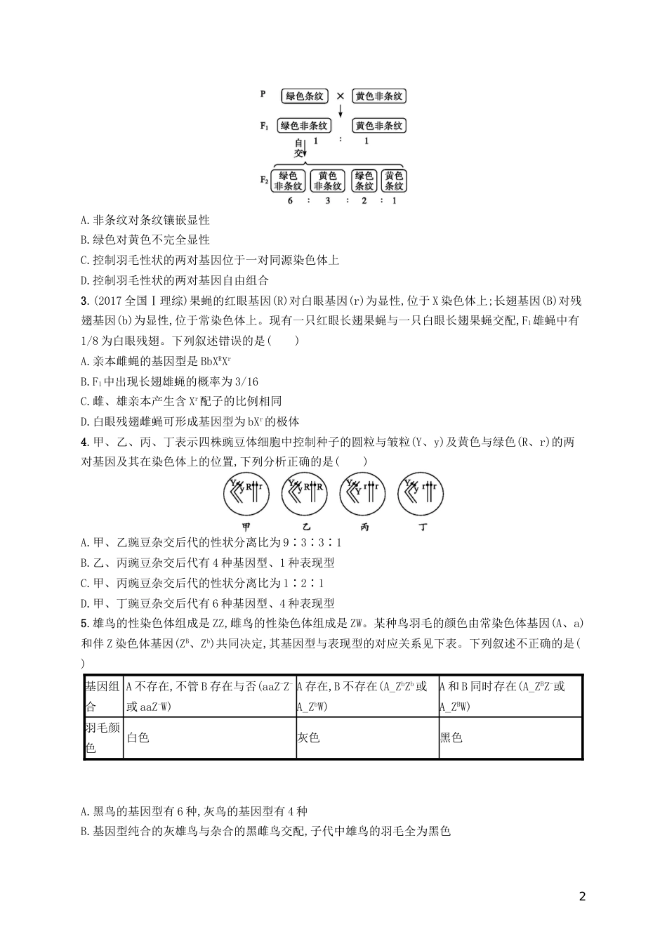 高三生物二轮复习专题能力训练八专题四遗传变异和进化专题训练新人教_第2页