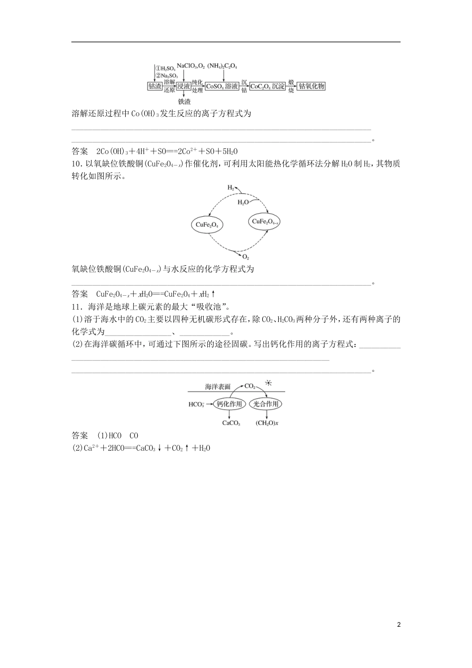 高中化学二轮复习回扣基础九信息型方程式书写再练习_第2页