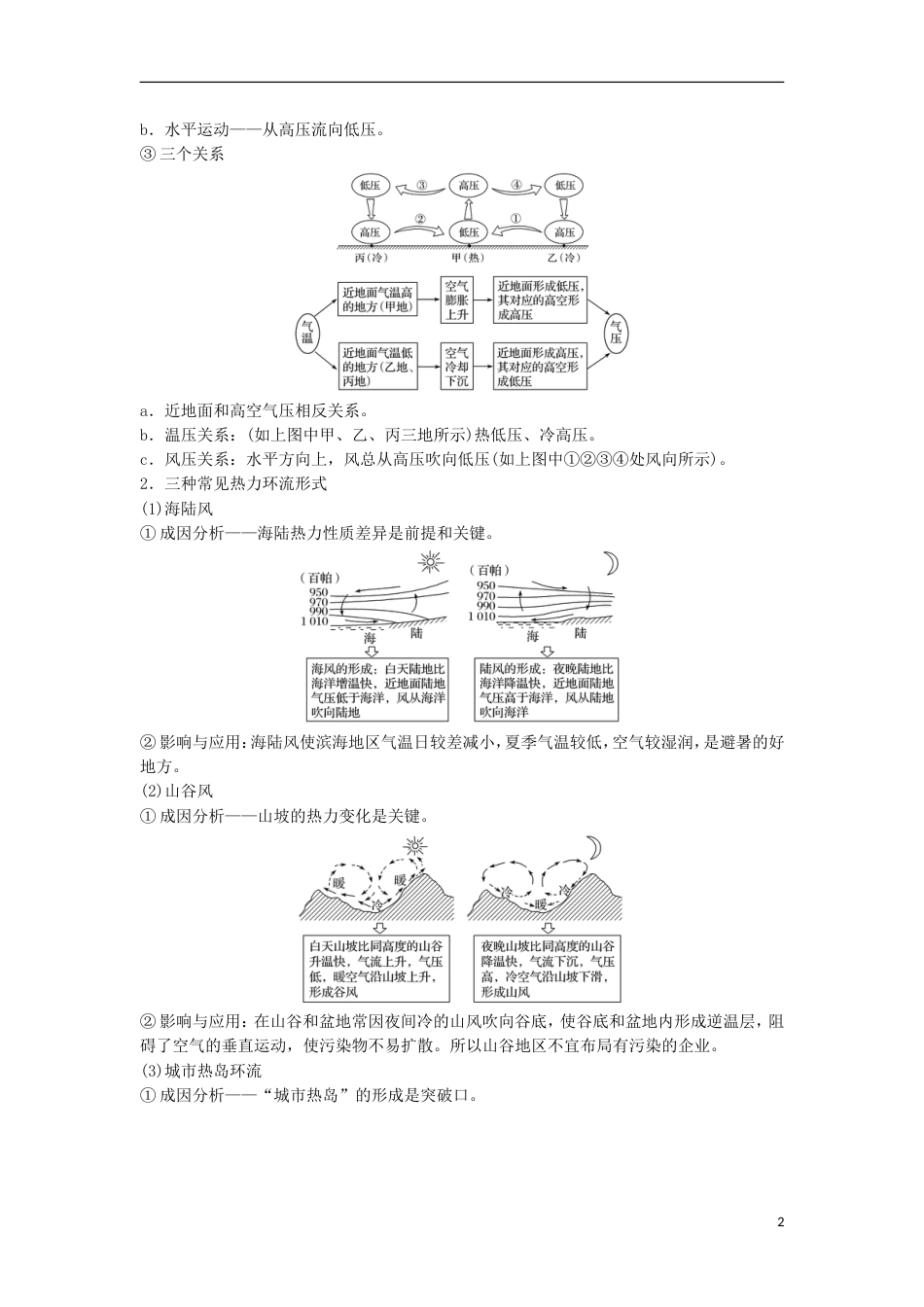 高三地理二轮专题复习专题三大气与水的运动规律微专题热力环流与风学案新人教_第2页