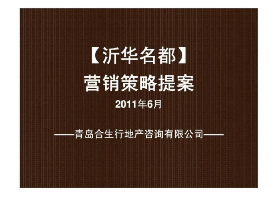 临沂市沂水县沂华名都营销策略提案文档资料_第1页