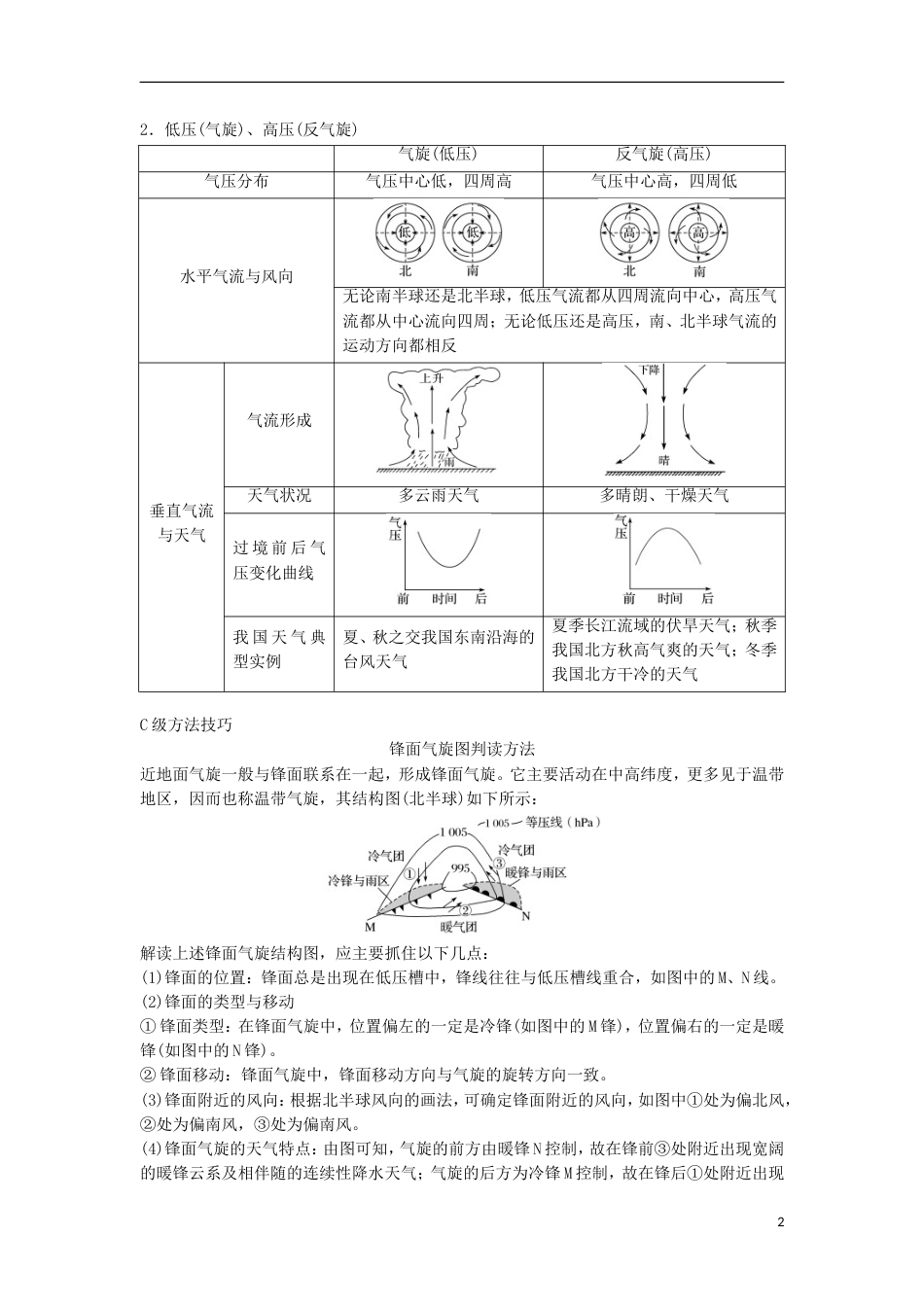 高三地理二轮专题复习专题三大气与水的运动规律微专题常见天气系统学案新人教_第2页