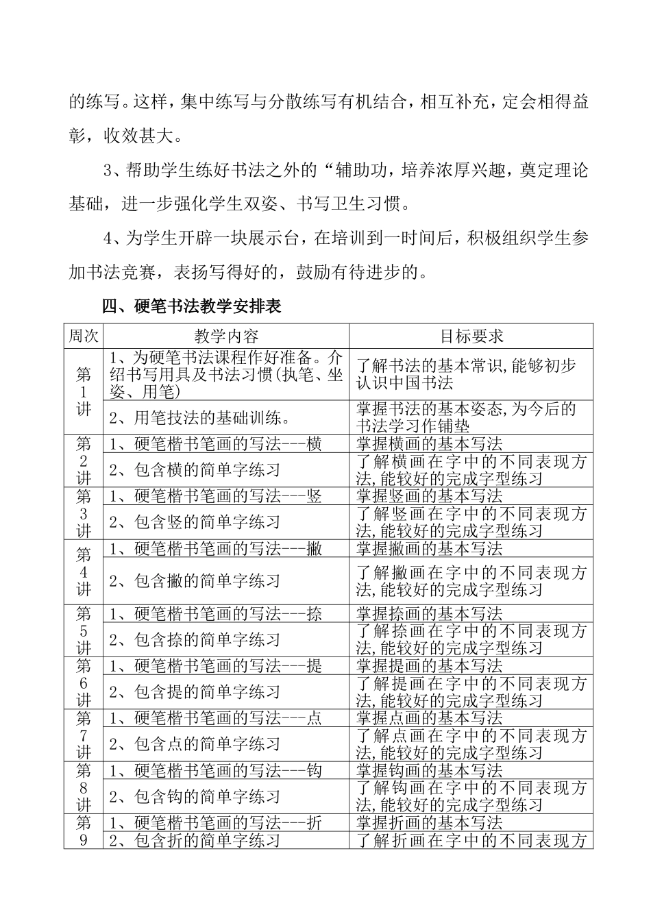 硬笔书法教学实施方案[共4页]_第3页