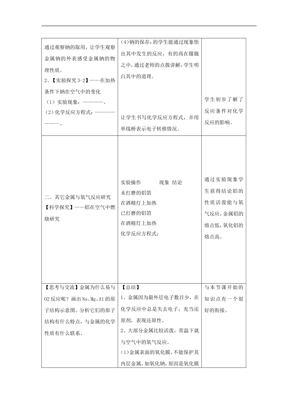 高三化学二轮复习金属的化学性质教案新人教_第3页