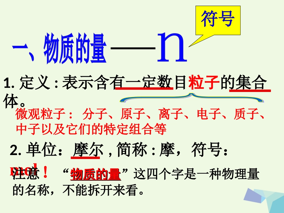 高中化学 专题1 化学家眼中的物质世界 1.1.2 物质的量课件 苏教版必修_第3页