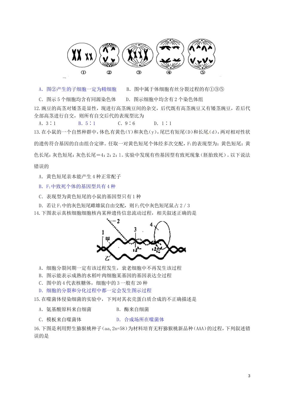 高三生物上学期总复习学科早过关_第3页