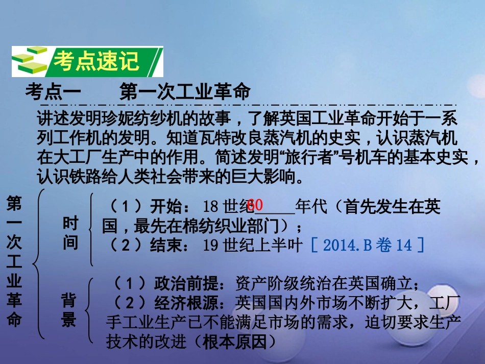 重庆市中考历史试题研究 第一部分 主题研究 模块五 世界近代史 主题二 工业革命课件_第3页