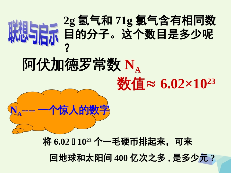 高中化学 专题1 化学家眼中的物质世界 1.1.2 物质的量（第2课时）课件 苏教版必修_第3页