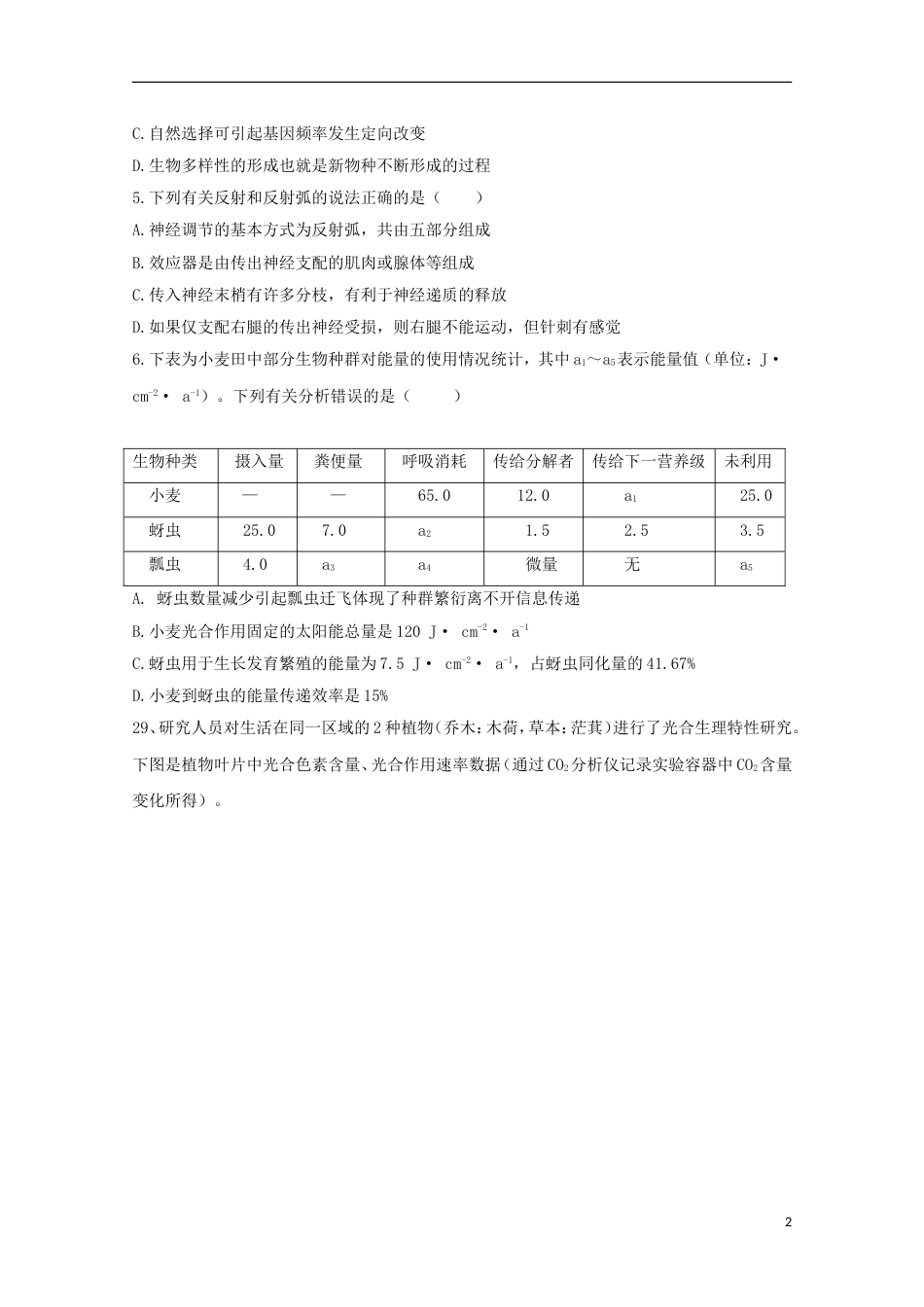 高三理综生物部分第十二次周考试题_第2页