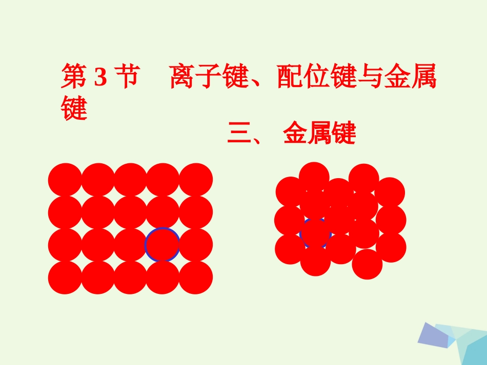 高中化学 专题2 第3节 离子键、配位键与金属键课件 鲁科版选修_第1页