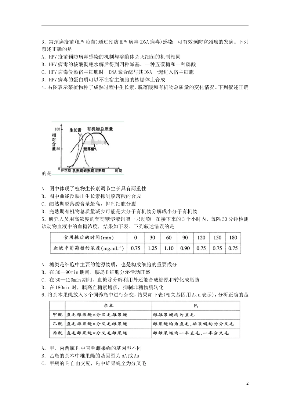 高三理综第一轮复习质量检测试题_第2页