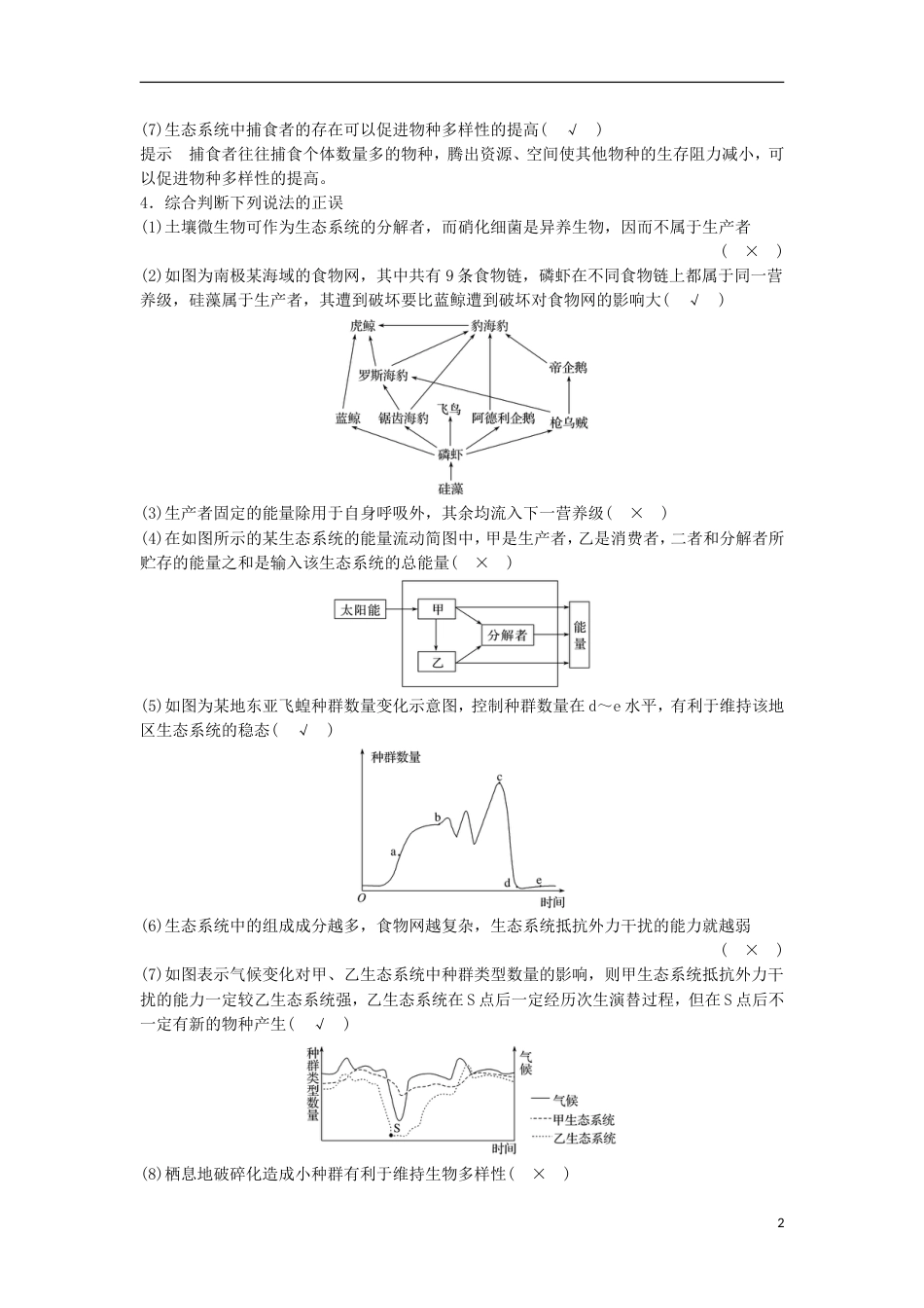 高三生物二轮专题复习专题九生物与环境考点生态系统和环境保护学案新人教_第2页