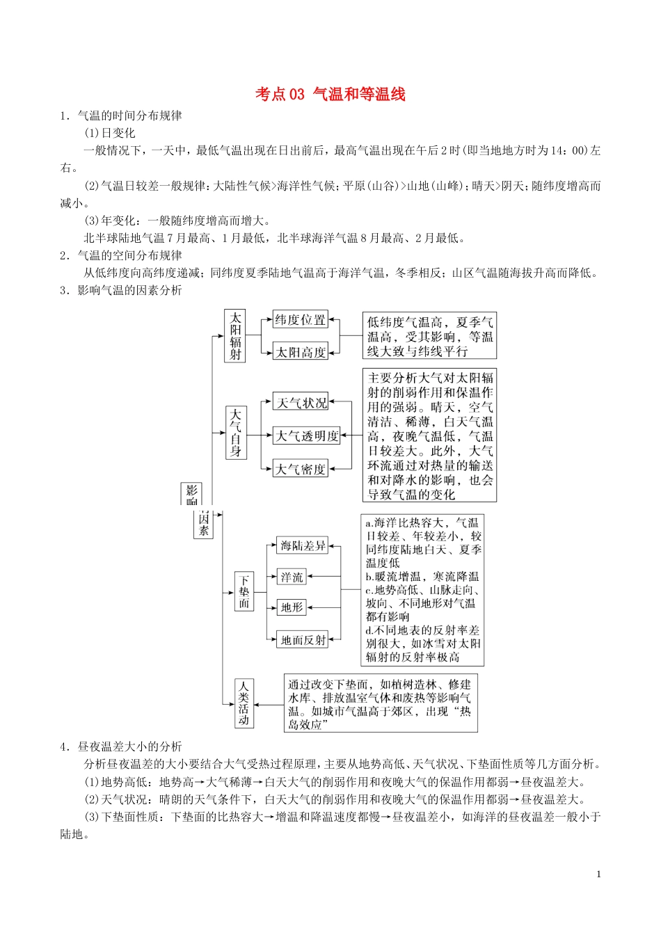 高三地理一轮复习最基础考点系列考点气温和等温线新人教_第1页