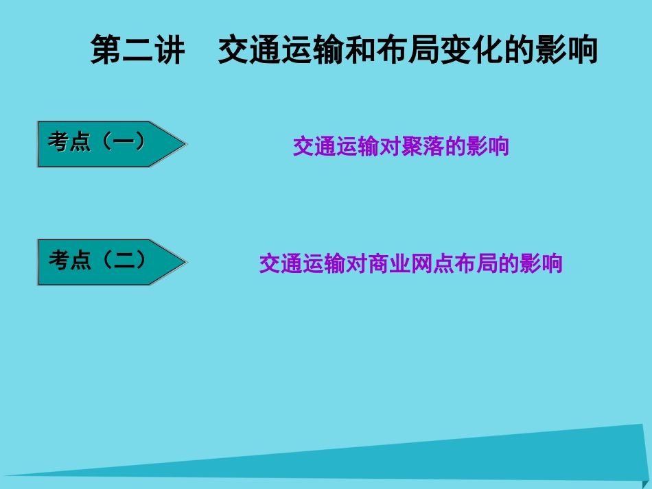 高三地理复习 第二部分 第五章 交通与地理环境 第二讲 交通运输和布局变化的影响课件_第1页
