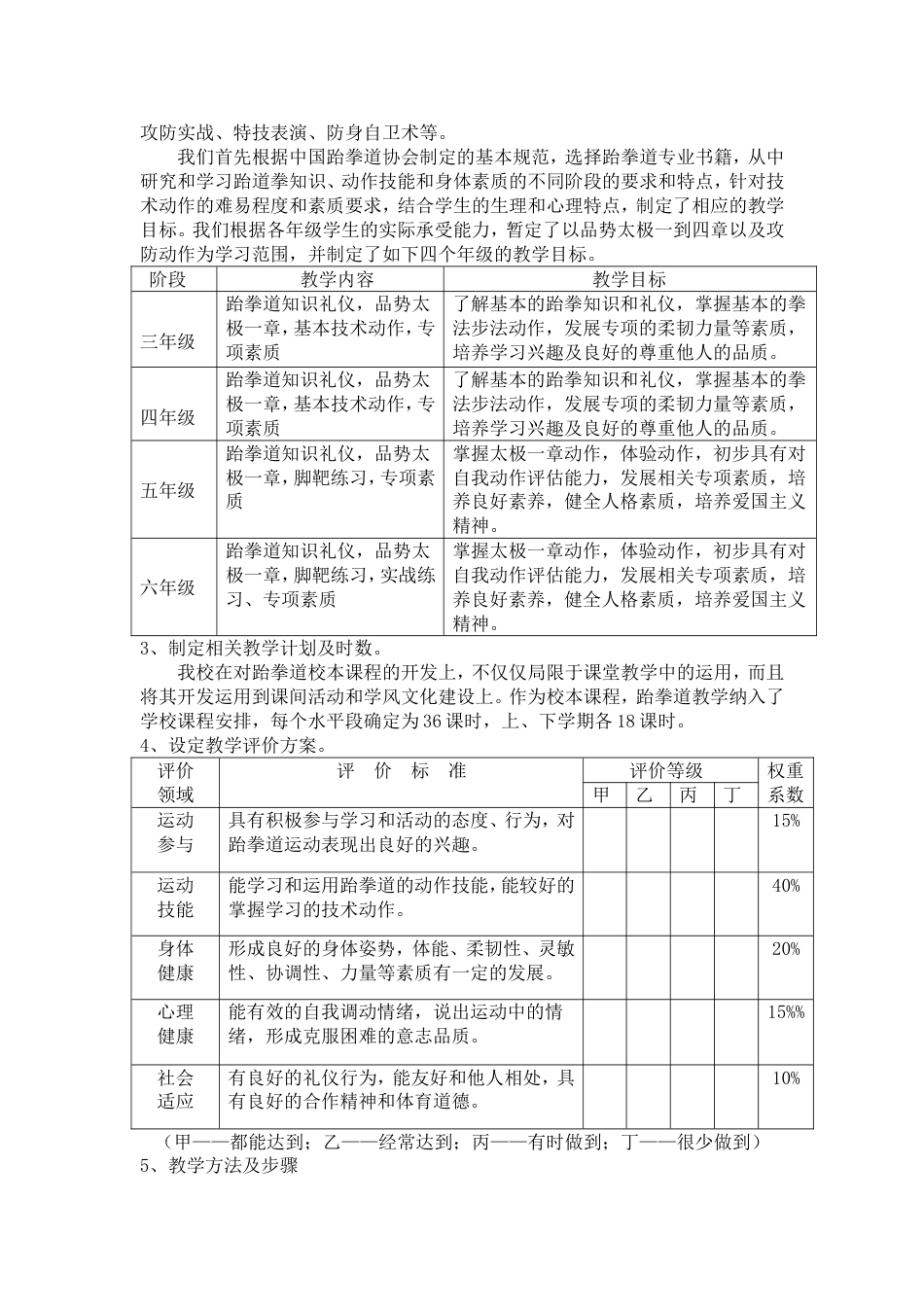 小学跆拳道特色教学实施方案[共6页]_第2页