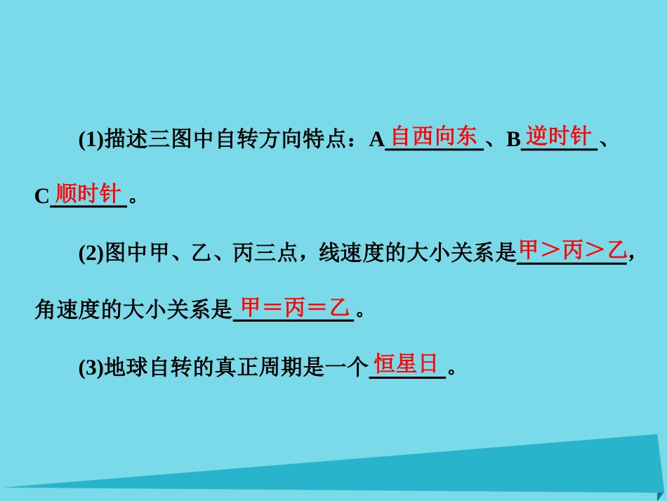 高三地理复习 第一部分 第一章 宇宙中的地球 第二讲 地球的自转课件_第3页