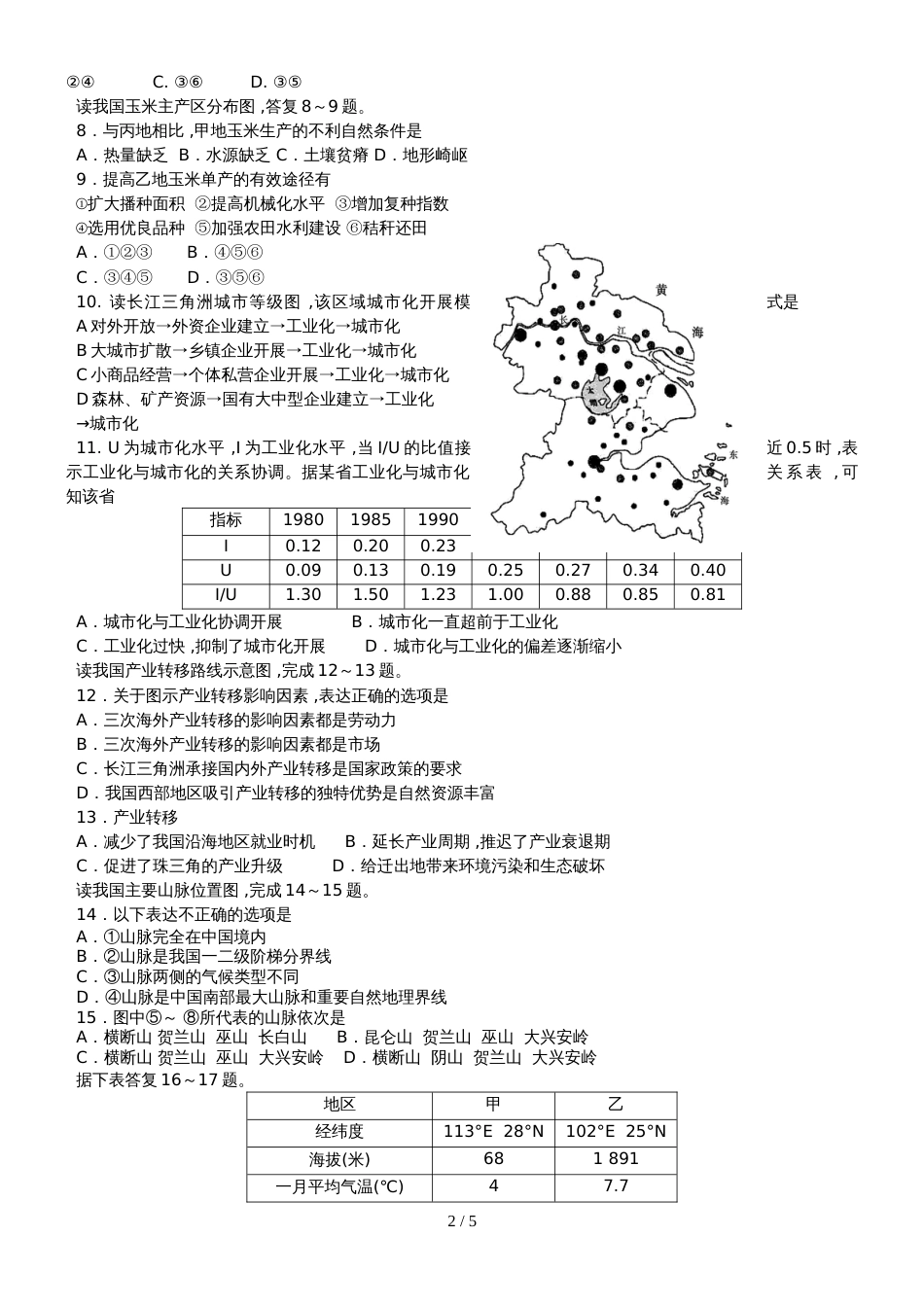 【全国百强校】山东省日照第一中学高二上学期模块检测（一）地理试题_第2页