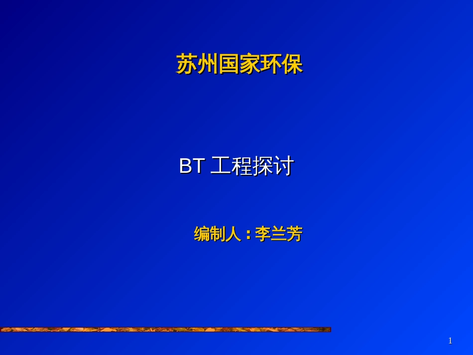 BT项目探讨-PowerPointPresentati_第1页