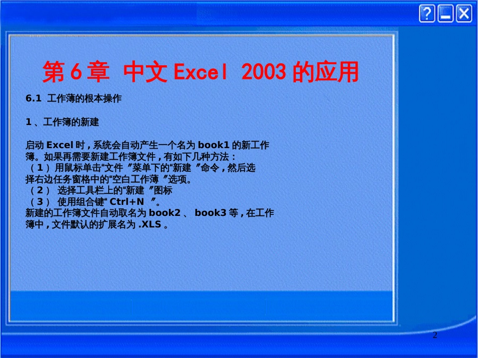 Excel电子表格的应用_第2页