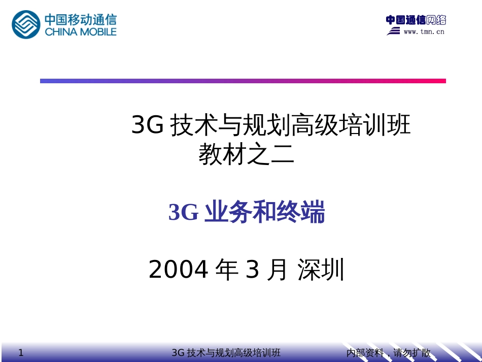 3G技术与规划高级培训班3G业务和终端_第1页