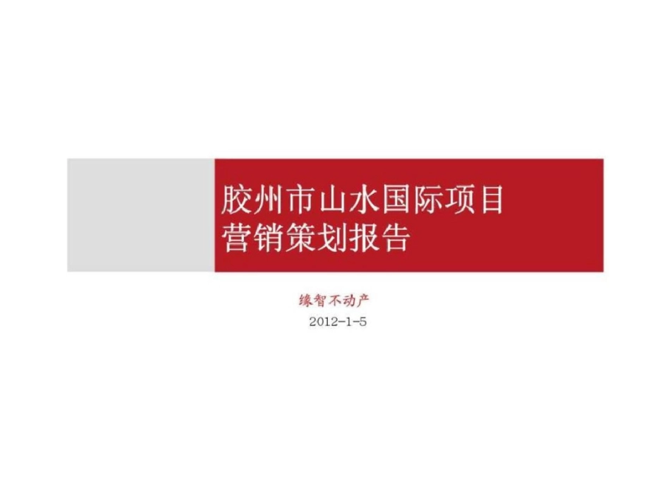 5日胶州市山水国际项目营销策划报告文档资料_第1页