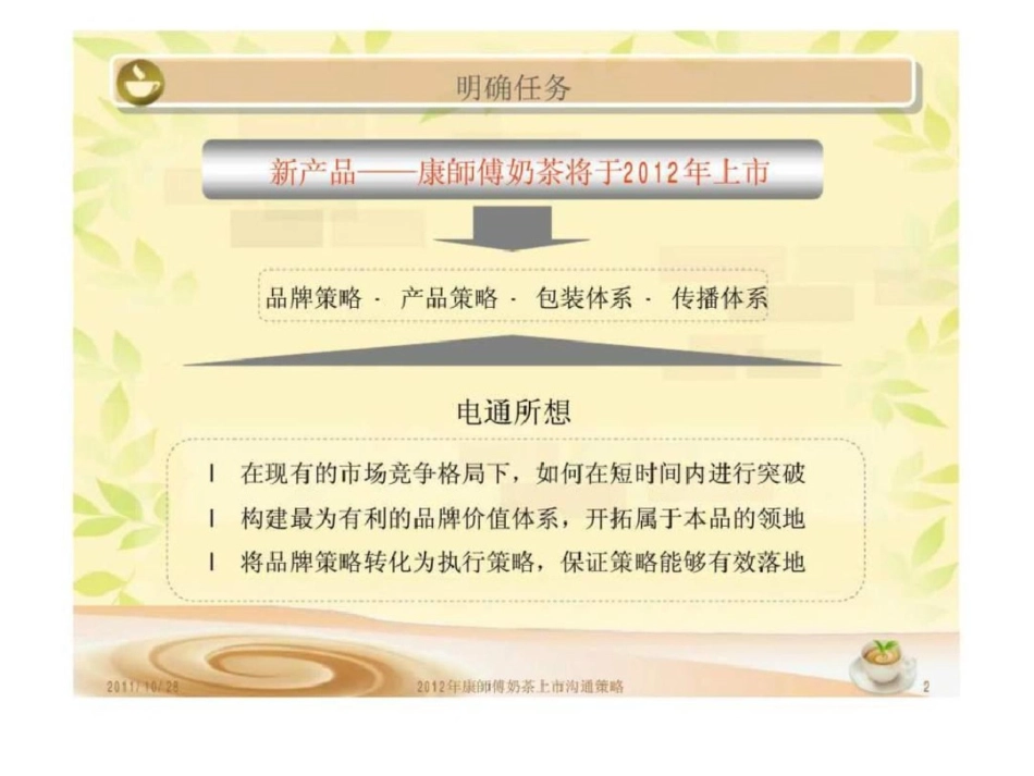 康师傅奶茶上市沟通策略——康师傅奶茶品牌构建及传播思考文档资料_第2页