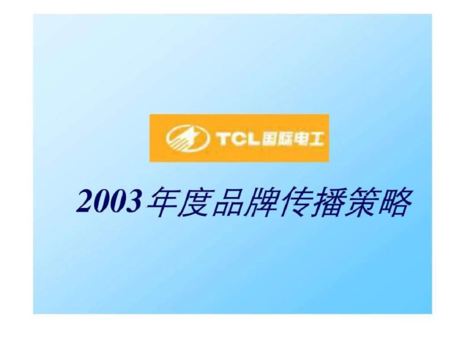 tcl国际电工品牌推广策略完成稿文档资料_第1页