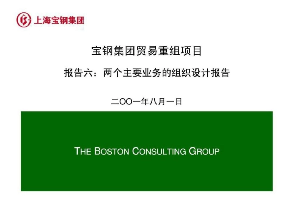 波士顿：宝钢集团贸易重组项目报告六：两个主要业务的组织设计报告文档资料_第1页