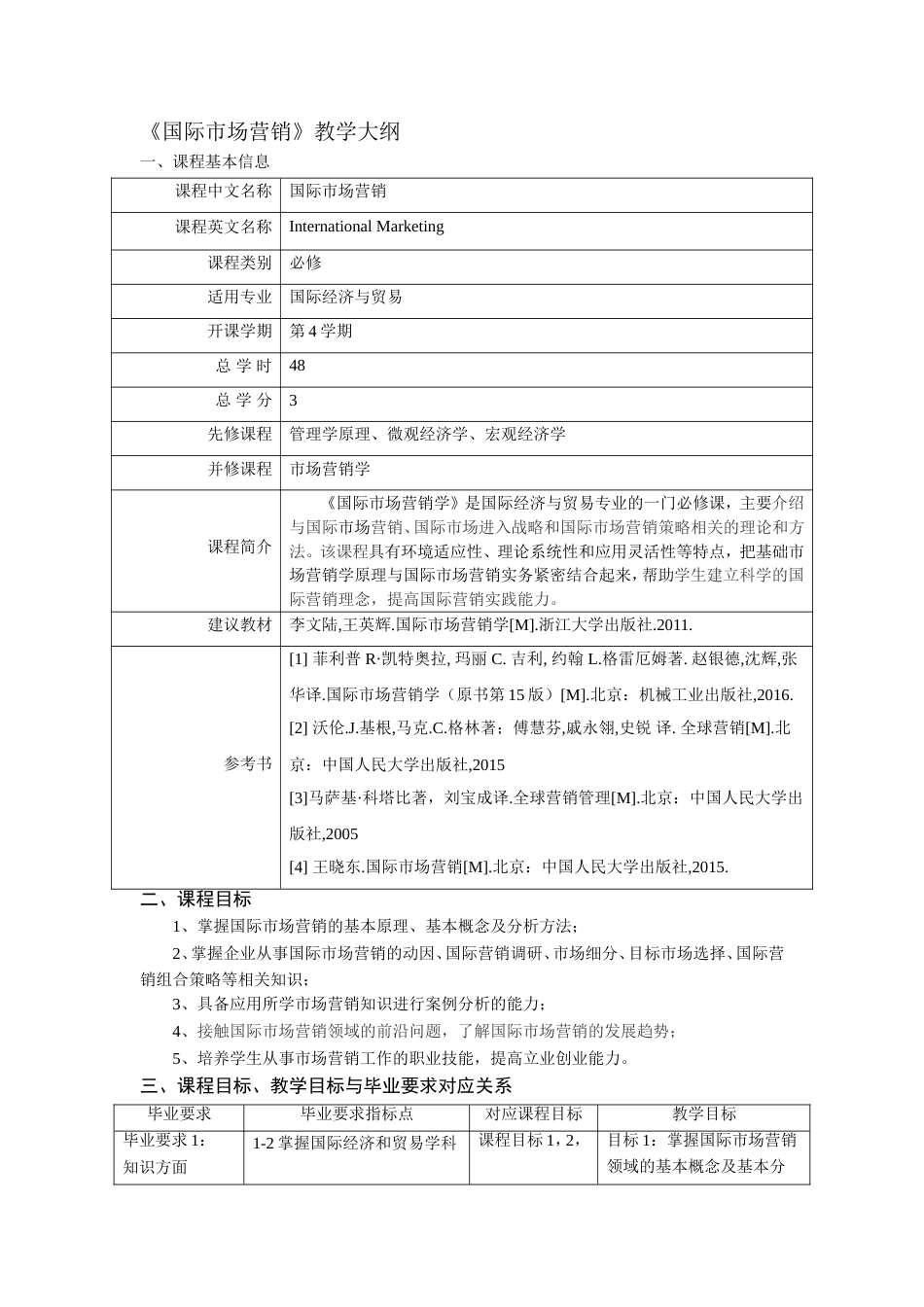 国际市场营销教学大纲[共7页]_第1页