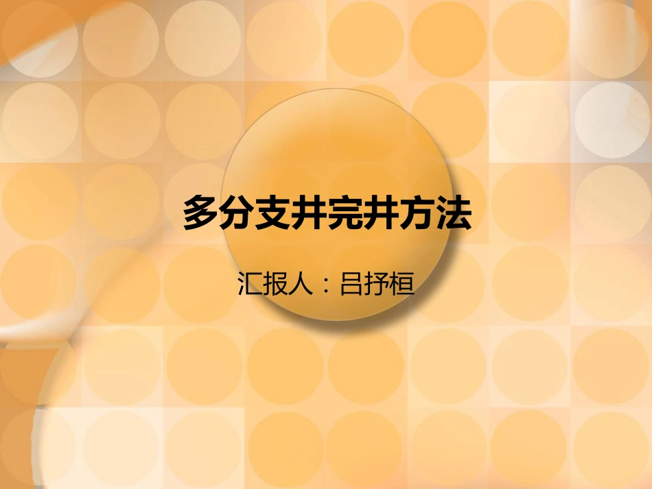 多分支井完井方法——吕抒桓._第1页