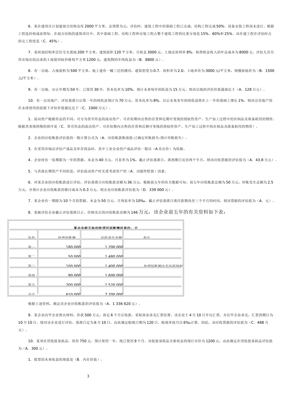 电大《资产评估》作业单选、多选、判断、简答、计算参考答案_第3页