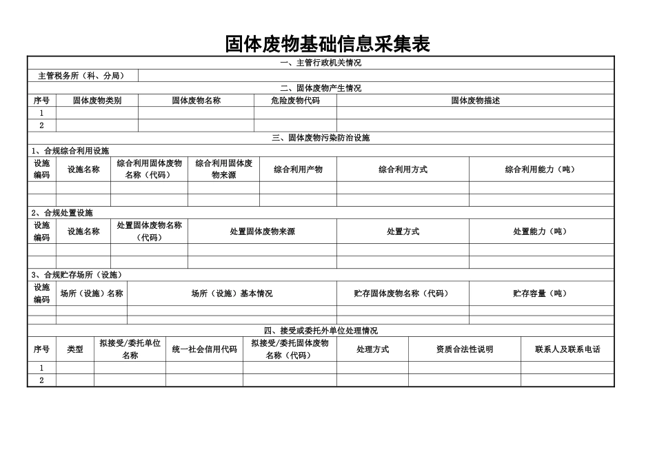 环境保护税固体废物基础信息采集表_第1页