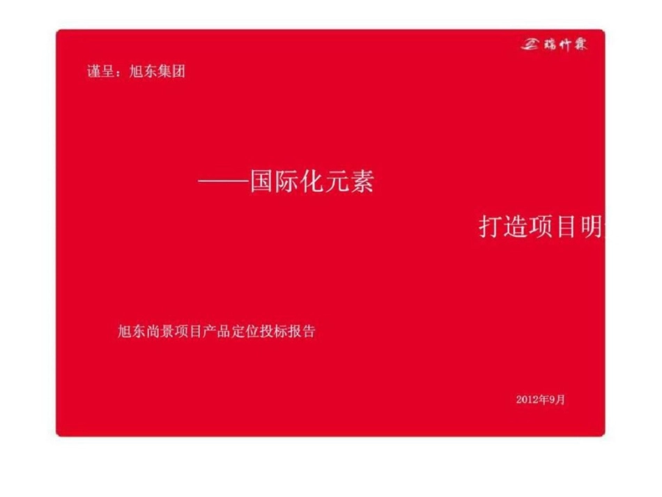 昆明旭东尚景项目产品定位投标报告文档资料_第1页