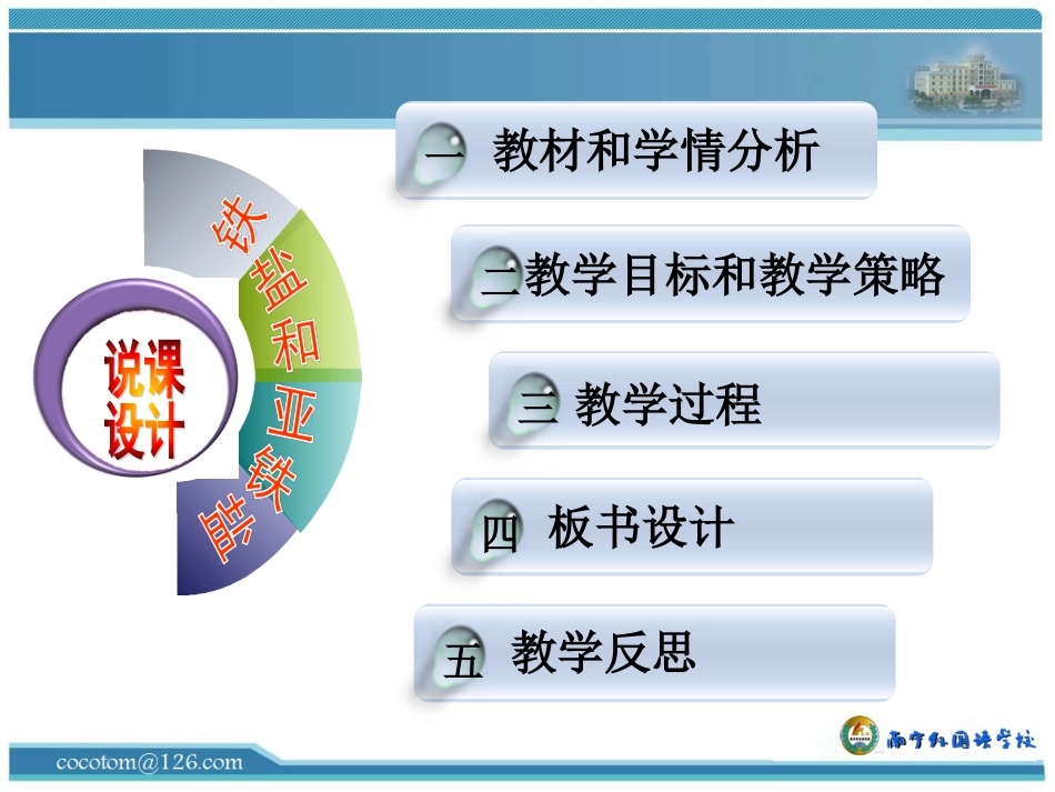 全国高中化学说课大赛课件课题：铁盐和亚铁盐南宁外国语学校汤希雁_第2页