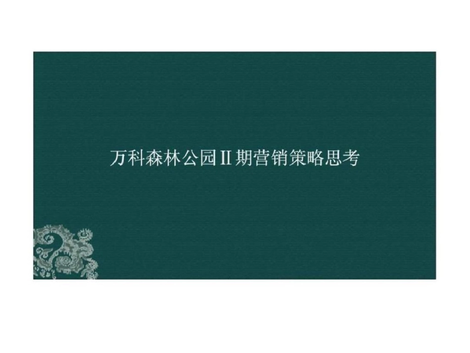 三亚市万科森林公园Ⅱ期营销策略思考文档资料_第1页