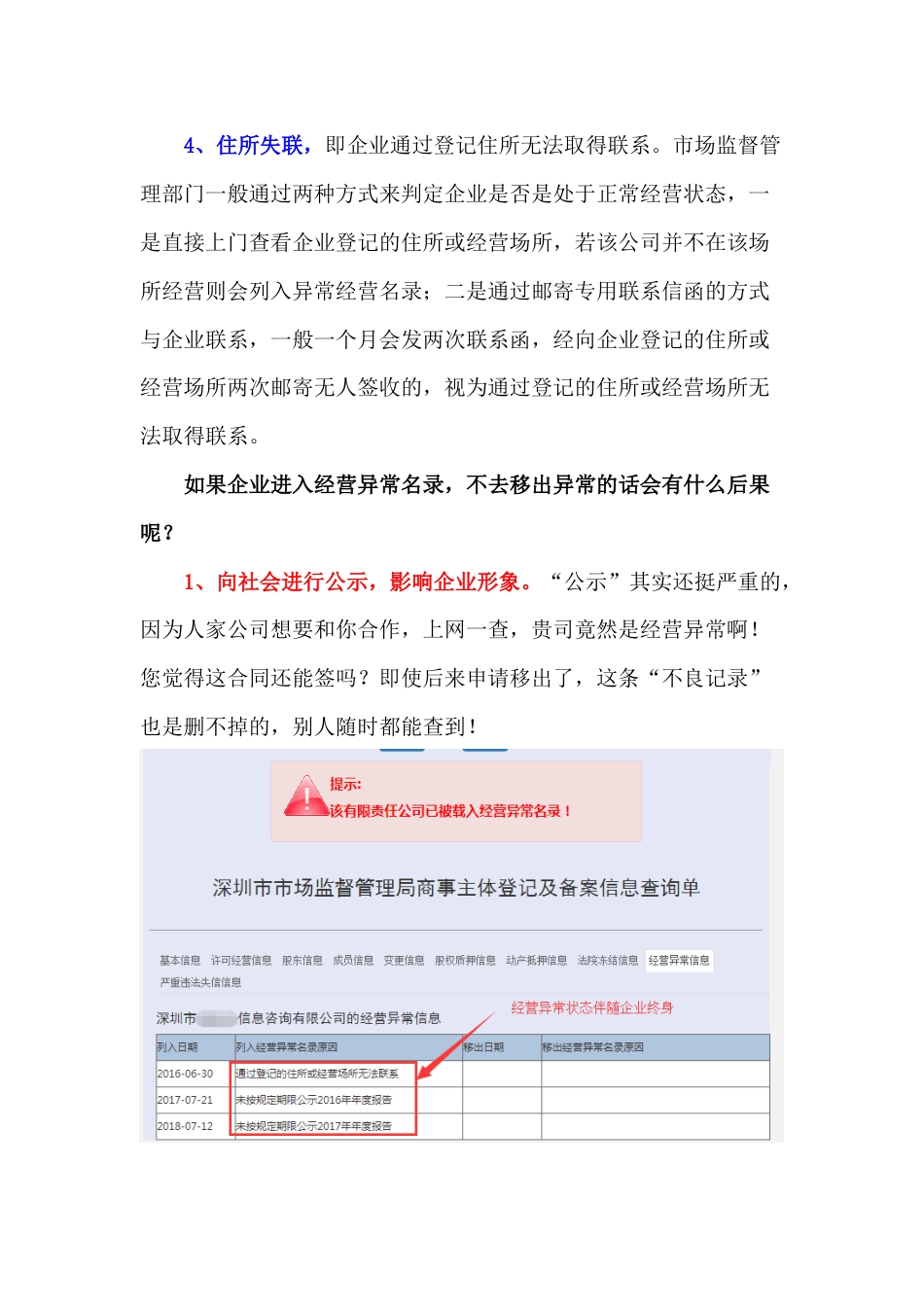 公司为什么会被列入经营异常名录？进入异常名录有什么后果？_第2页