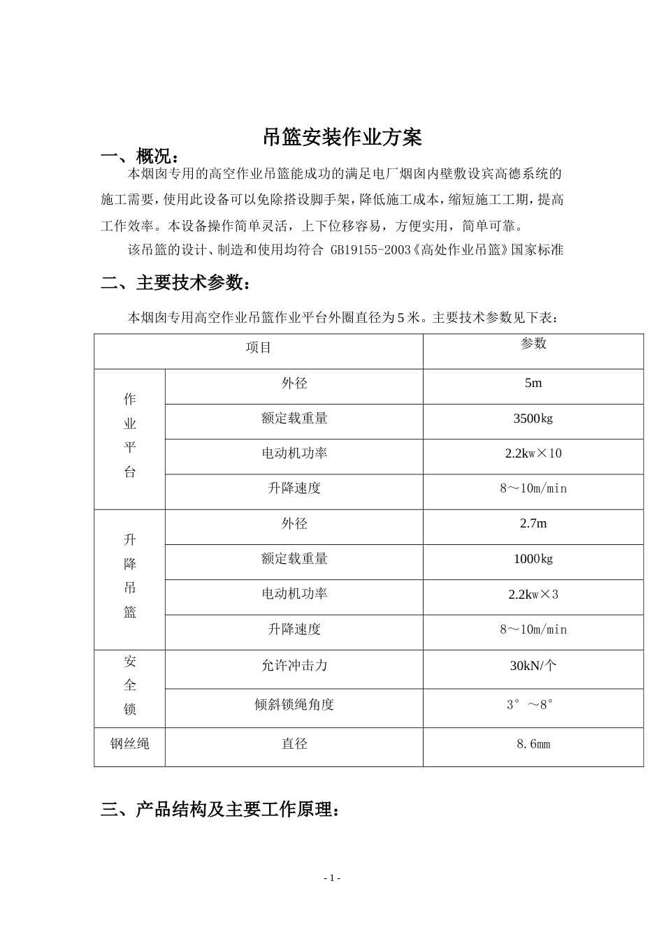 吊篮安装作业方案_第1页