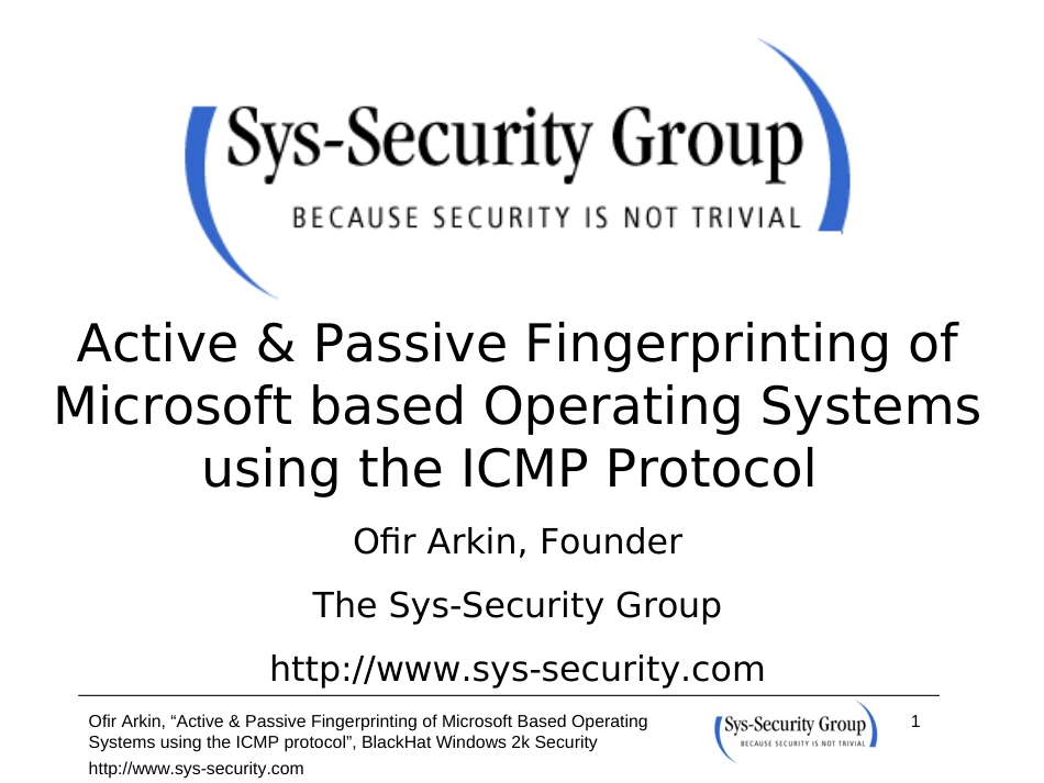 使用 icmp 协议的微软操作系统的主动和被动指纹识别_第1页