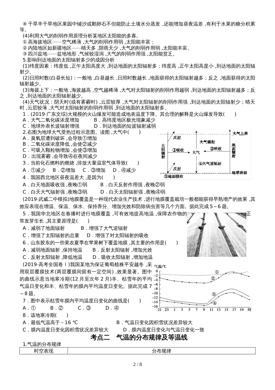 高考高三地理一轮复习大气的热状况与大气运动讲义（经典打印版）_第2页