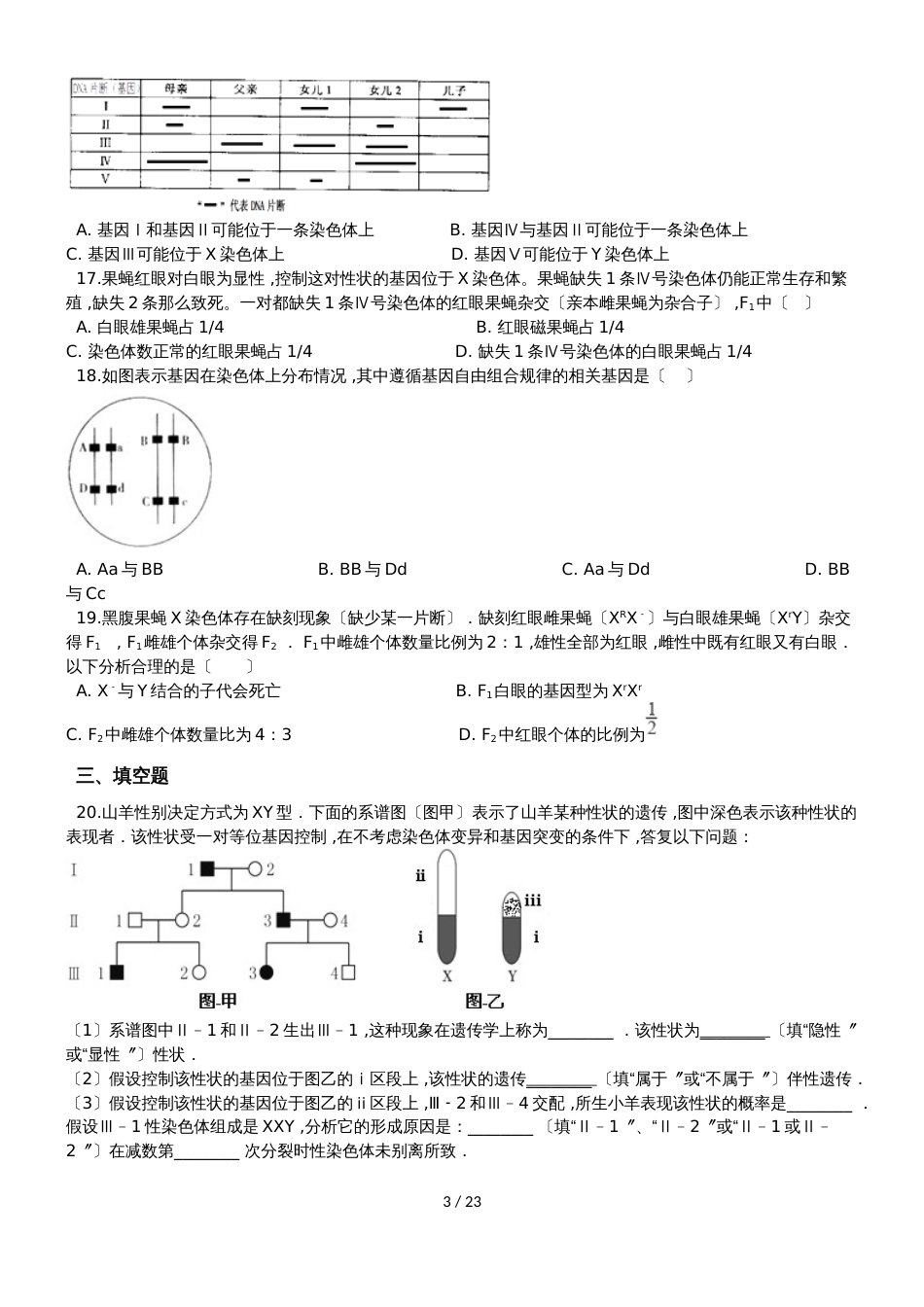 高考生物专项练习遗传的基本规律（含解析）_第3页