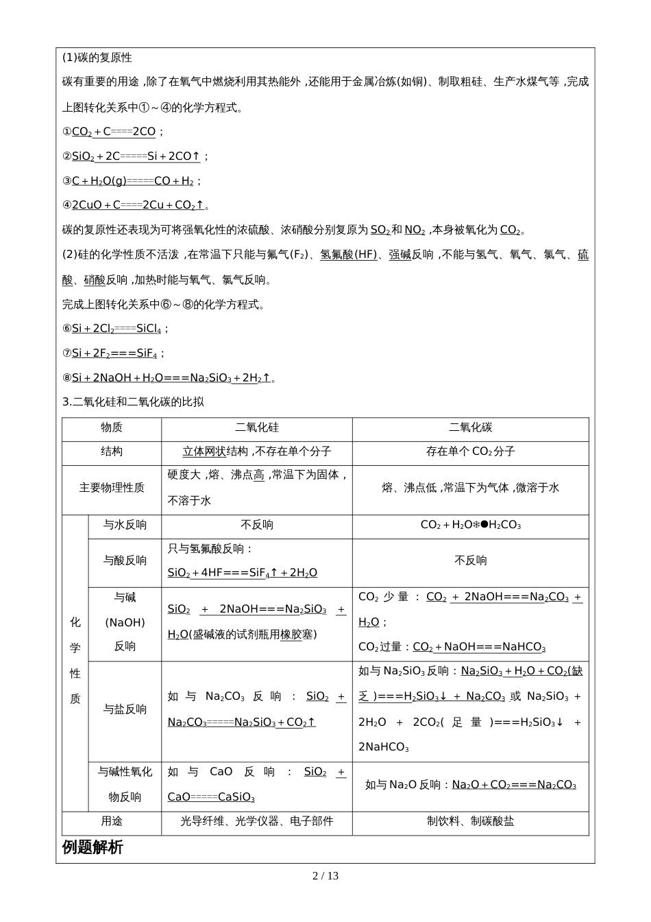 高考化学一轮复习碳硅及其化合物辅导讲义_第2页