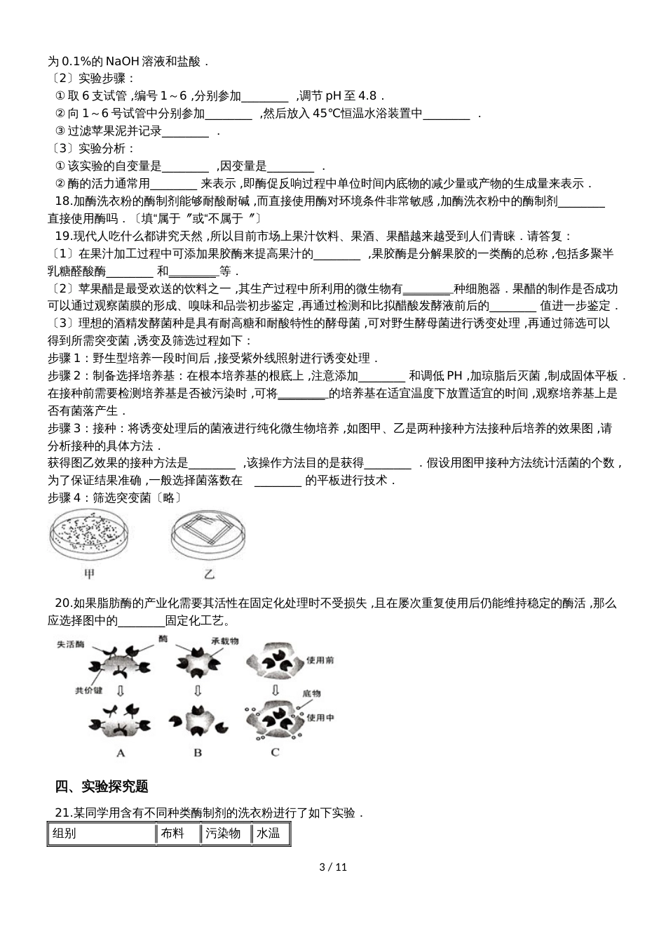 高考生物专题练习酶的研究与应用（含解析）_第3页