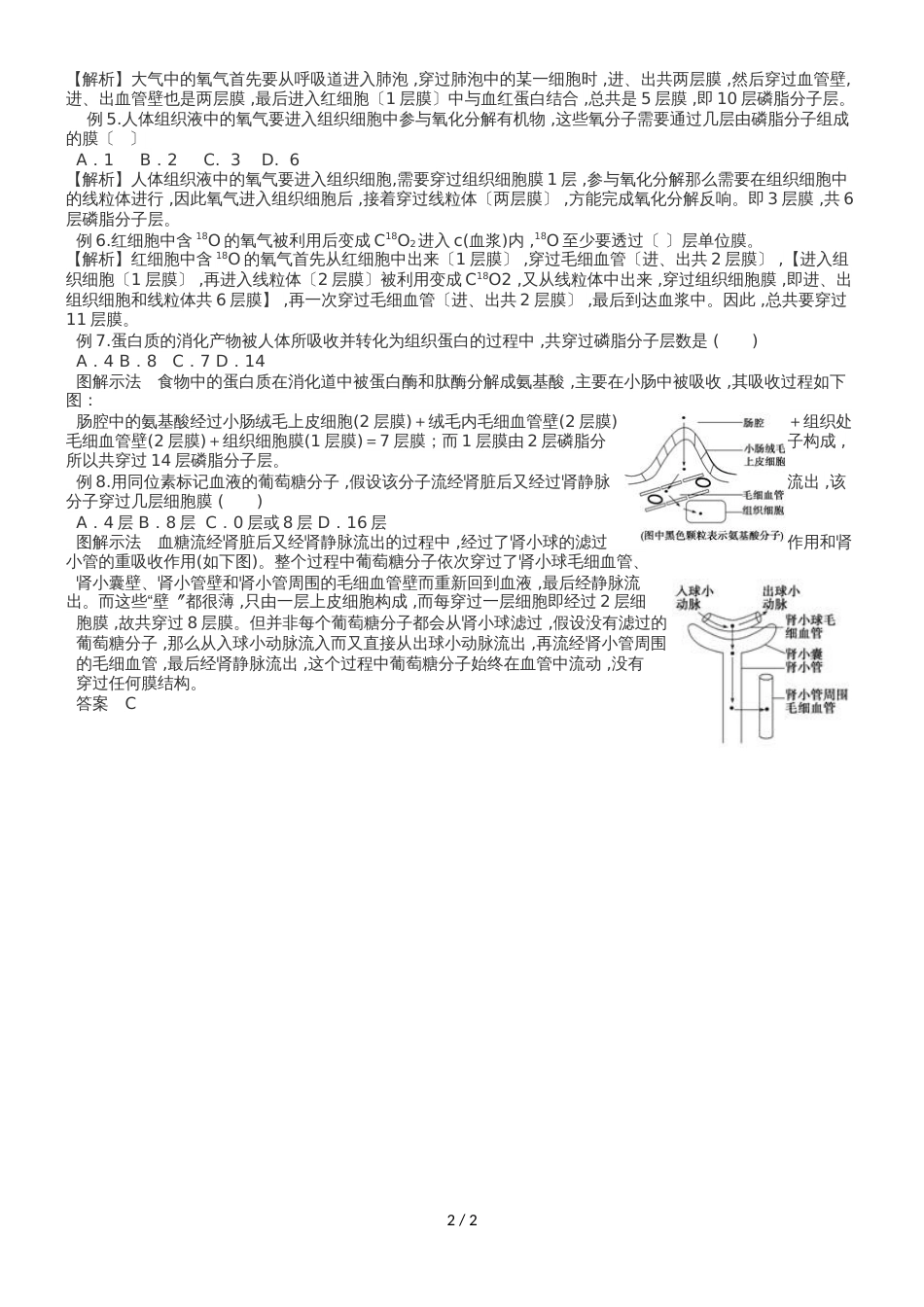 高考关于物质跨膜运输膜的层数_第2页